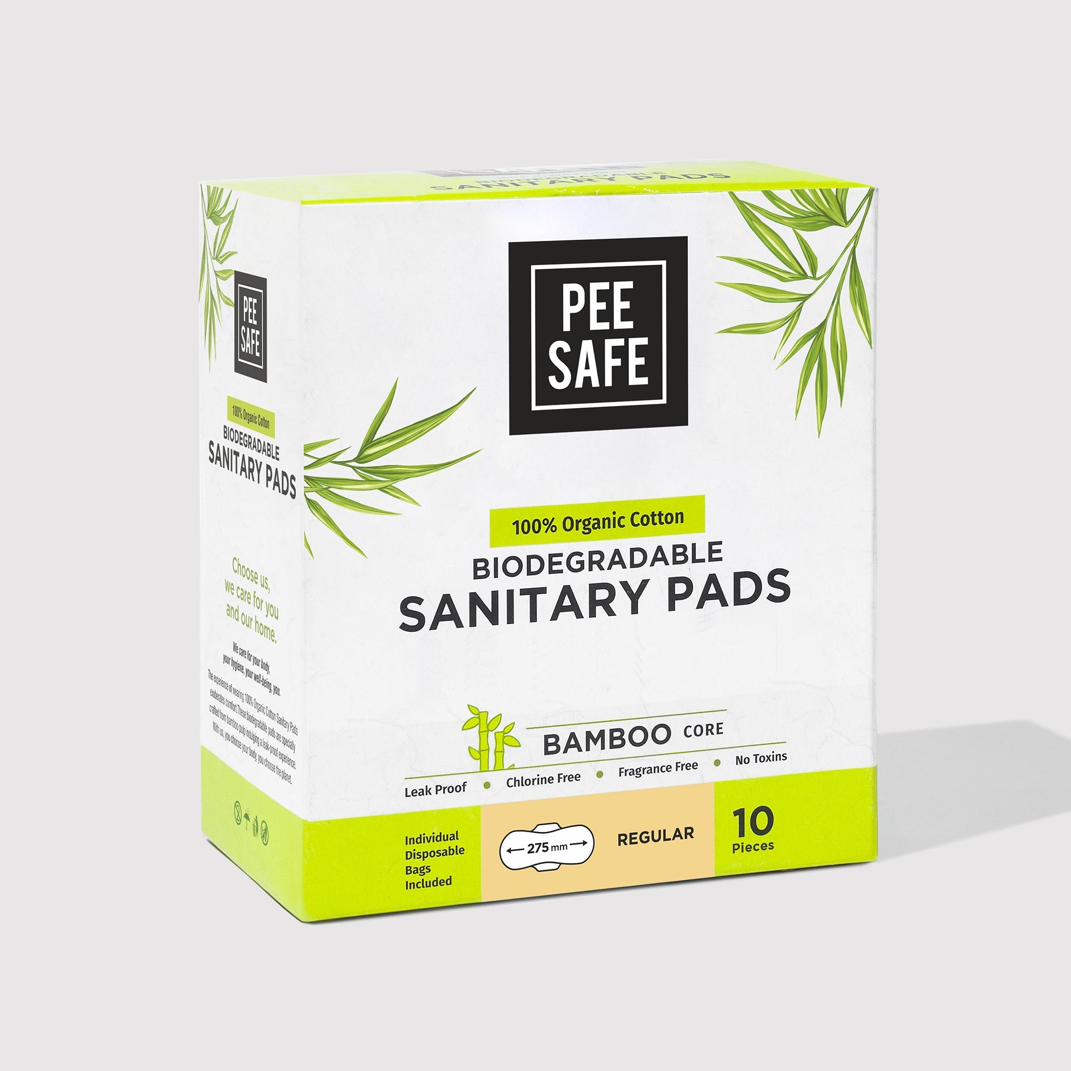 Pee Safe Biodegradable Sanitary Pads - Regular (Pack of 10)