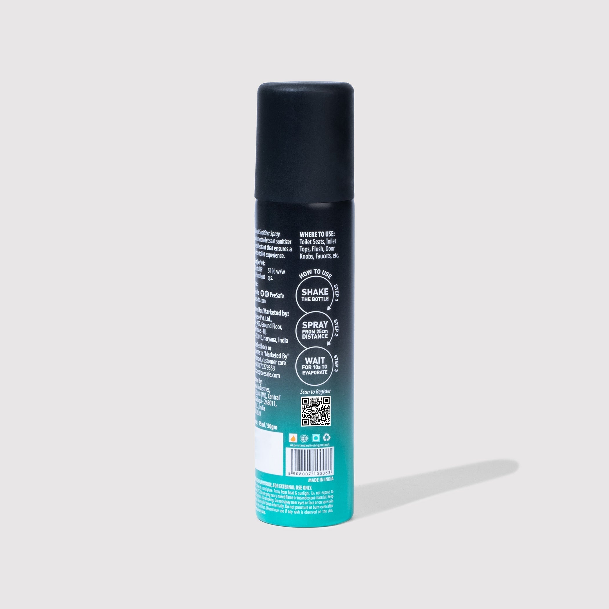Pee Safe Toilet Seat Sanitizer Spray (Mint) - 75 ML - BYOC