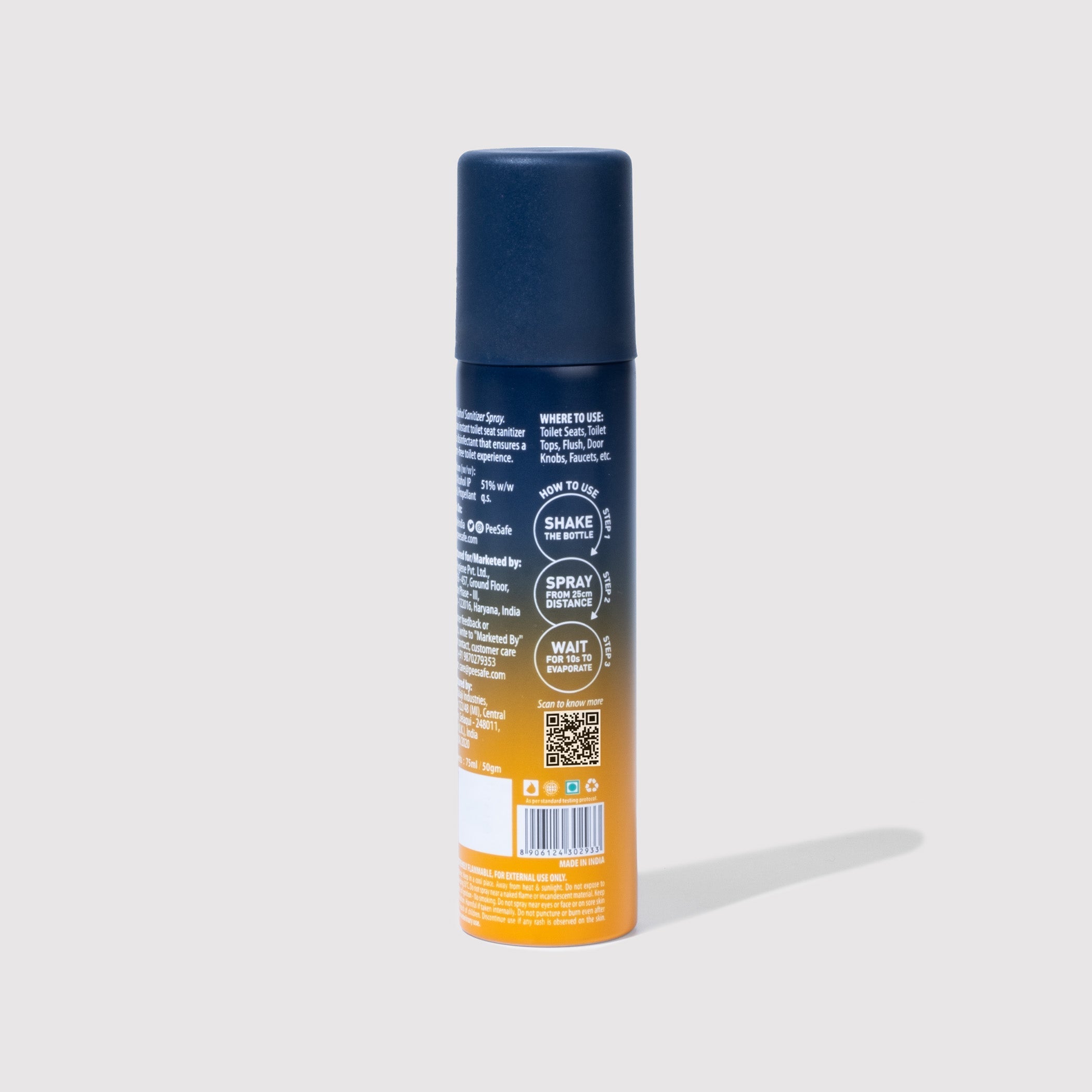 Pee Safe Toilet Seat Sanitizer Spray (Citrus) - 75 ML