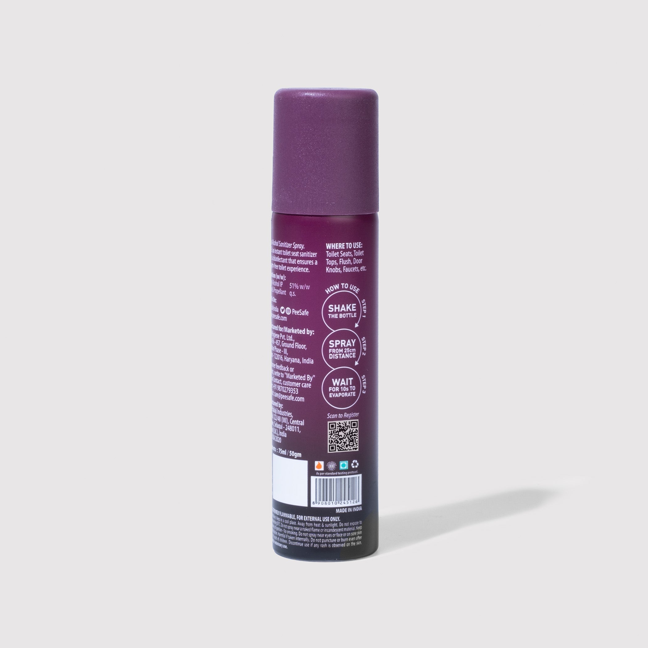 Pee Safe Toilet Seat Sanitizer Spray (Lavender) - 75 ML - BULK BUY