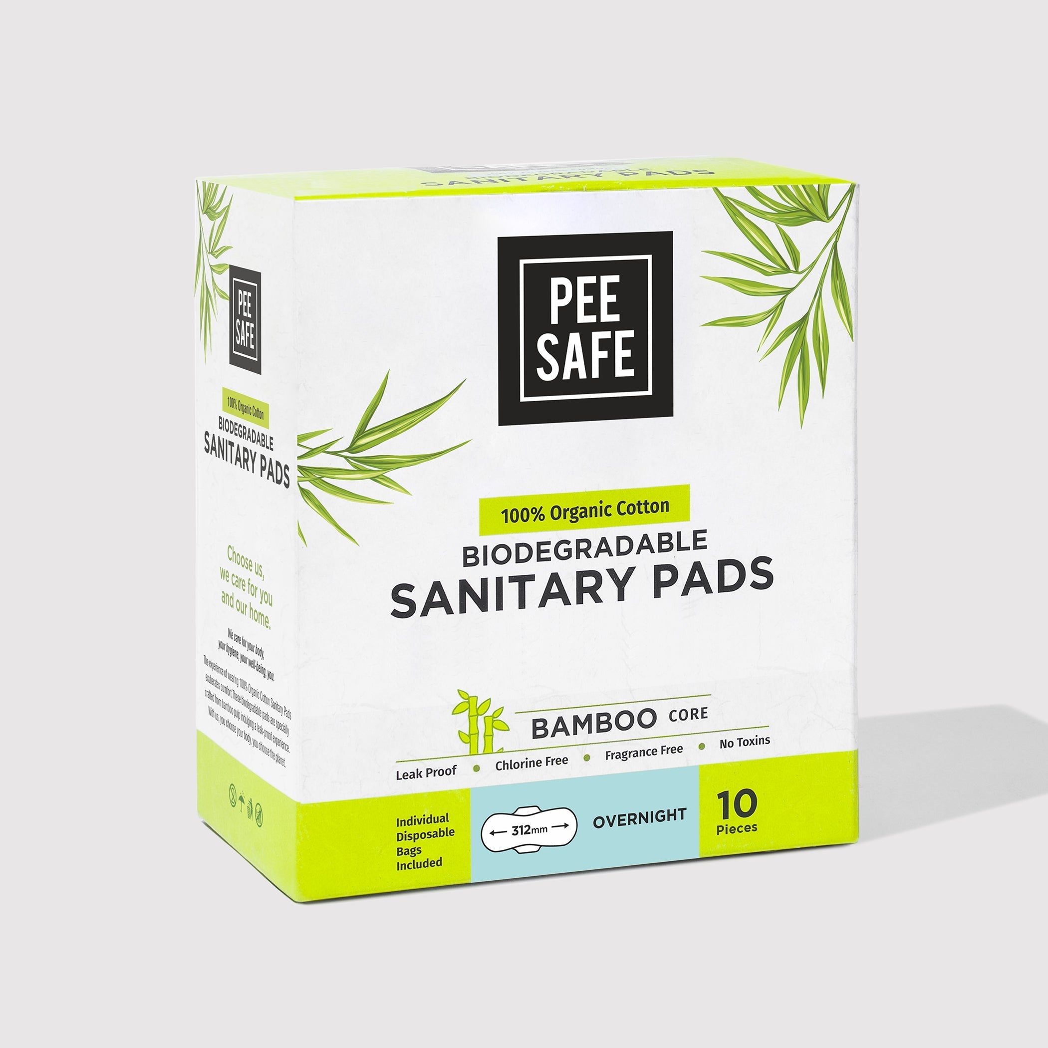 Pee Safe Biodegradable Sanitary Pads - Overnight (Pack of 10)