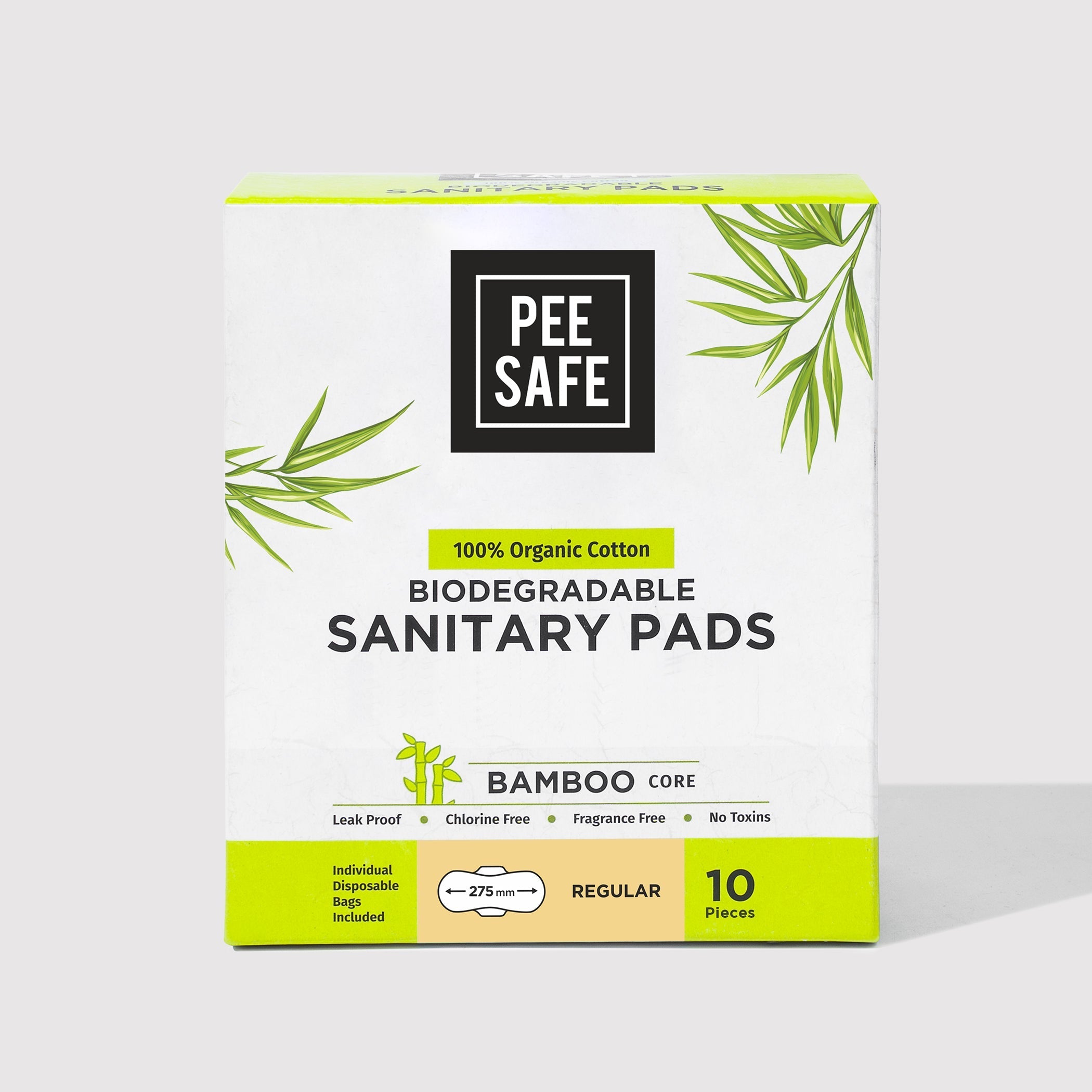 Pee Safe Biodegradable Sanitary Pads - Regular (Pack of 10)
