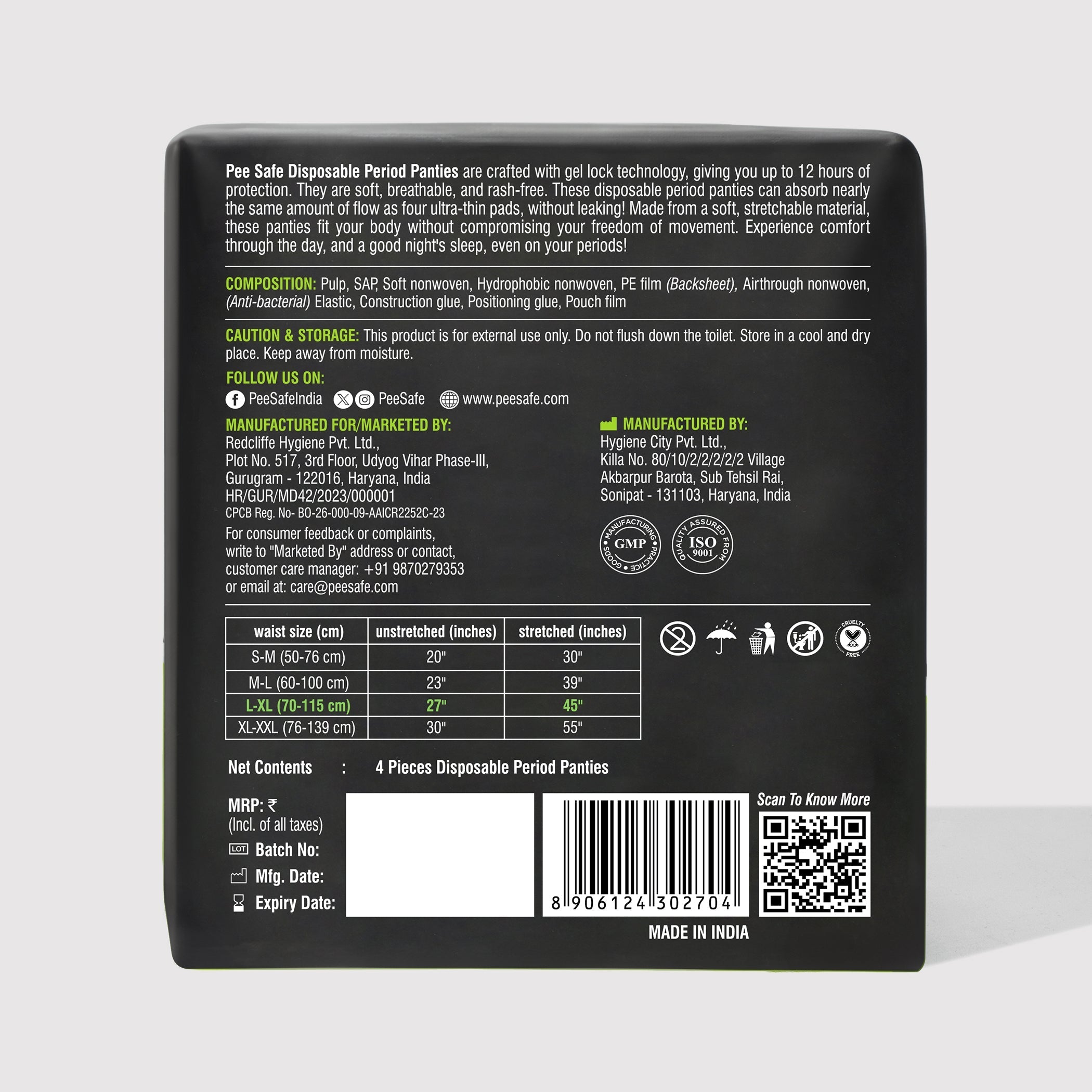 Pee Safe Disposable Period Panty (L-XL) 4N