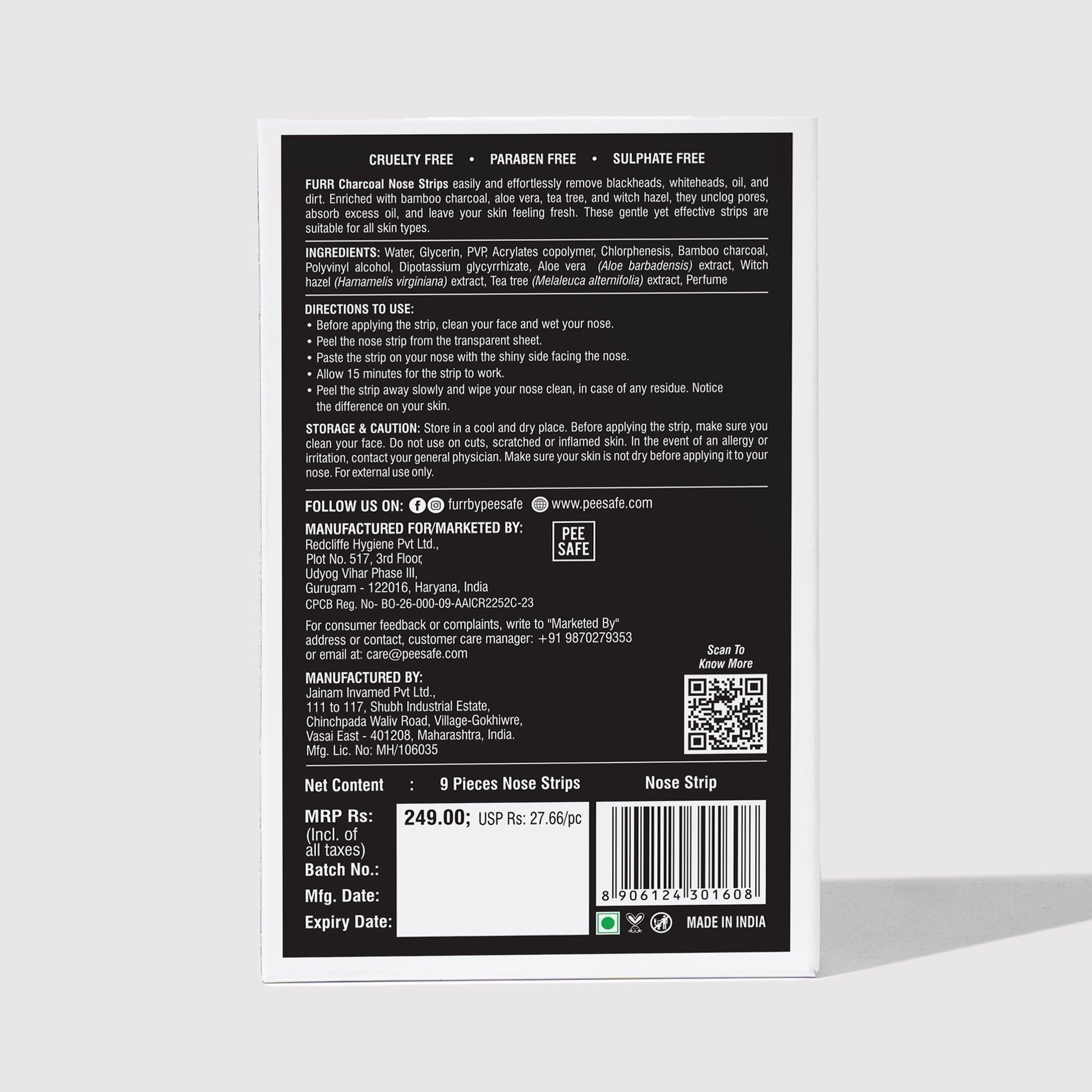 Furr Bamboo Charcoal Nose Strips (9N)