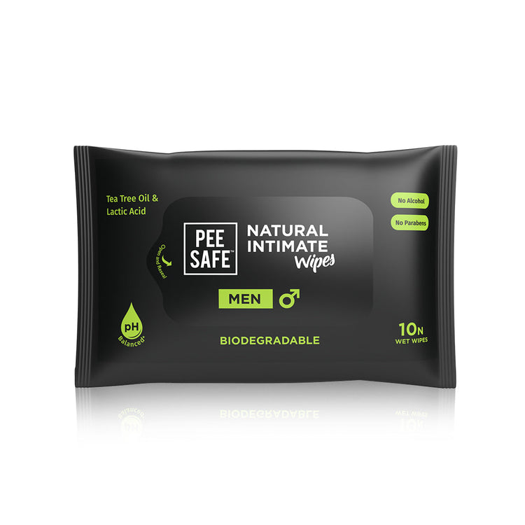 Tea Tree & Witch Hazel Natural Intimate Wipes for Men (10 Wipes) - Pee Safe