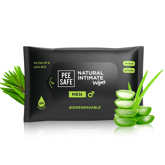 Tea Tree & Witch Hazel Natural Intimate Wipes for Men (10 Wipes) - Pee Safe