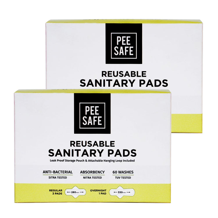 Reusable Sanitary Pads(6 Regular Pads + 2 Night Pads) - Pack of 2